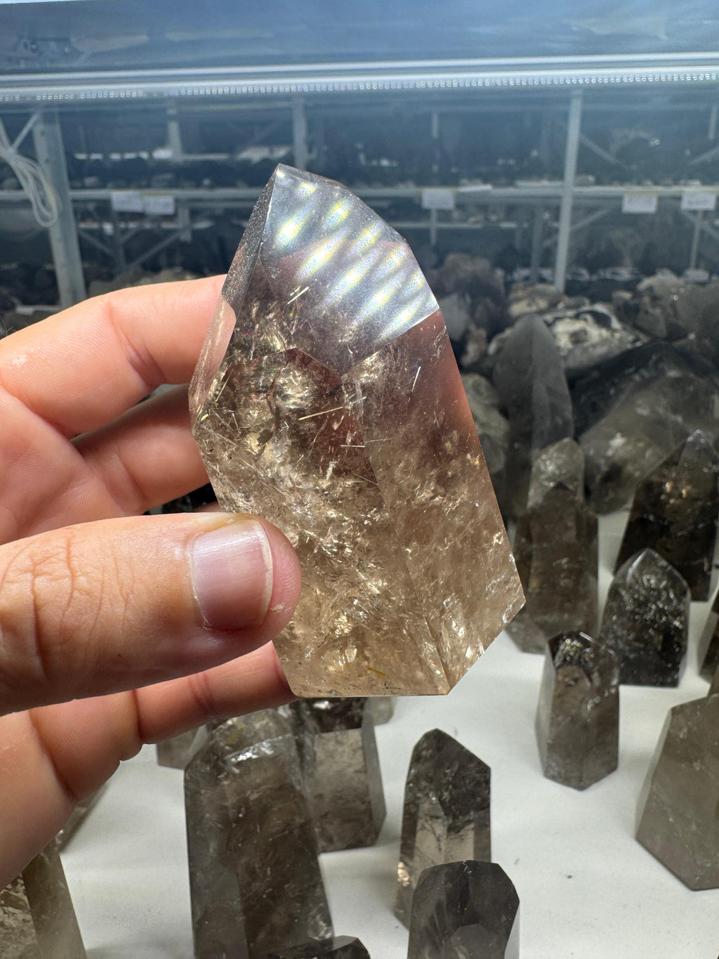 Smoky Quartz Tower with Rutile