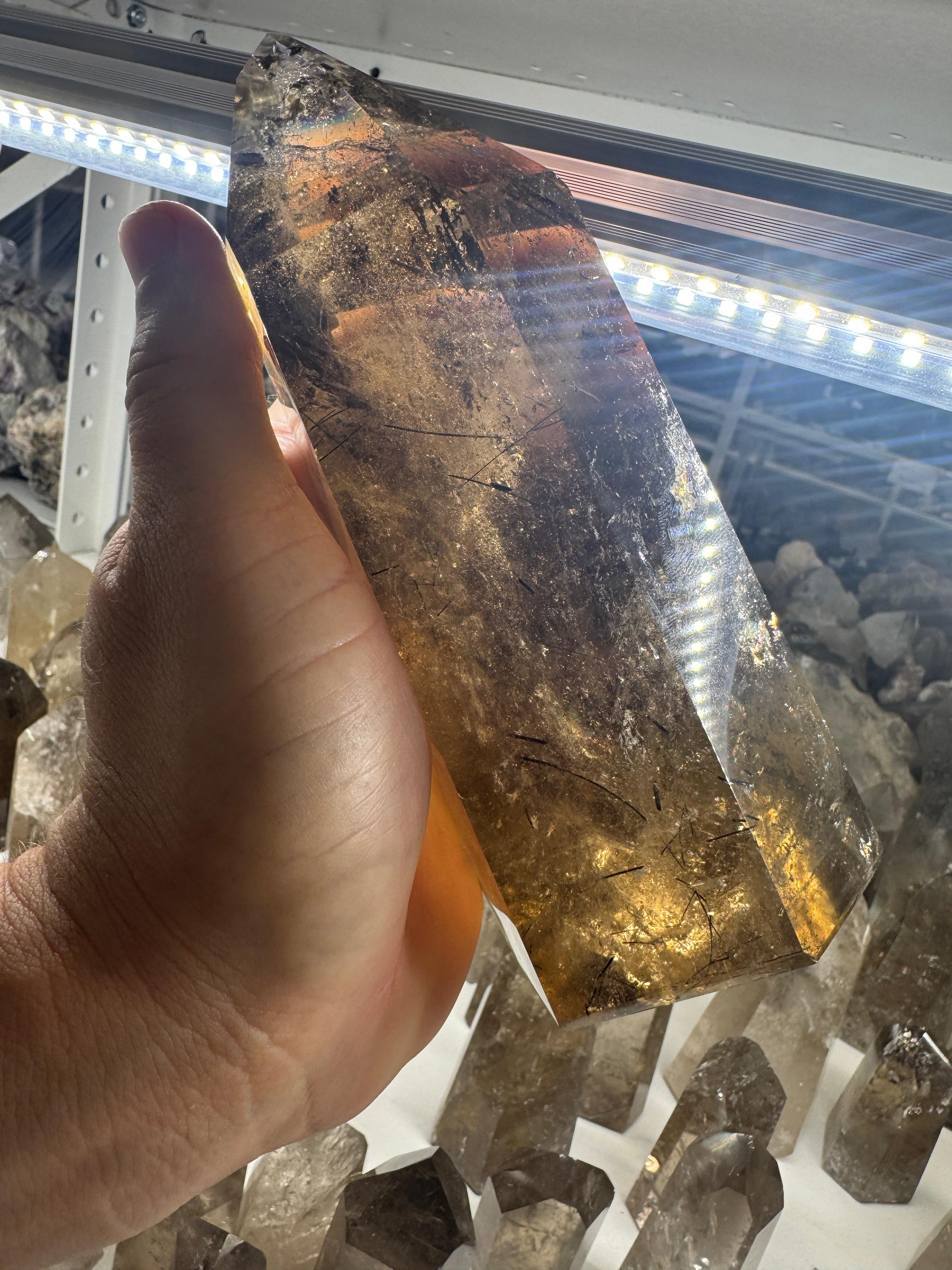 Smoky Quartz Tower with Rutile