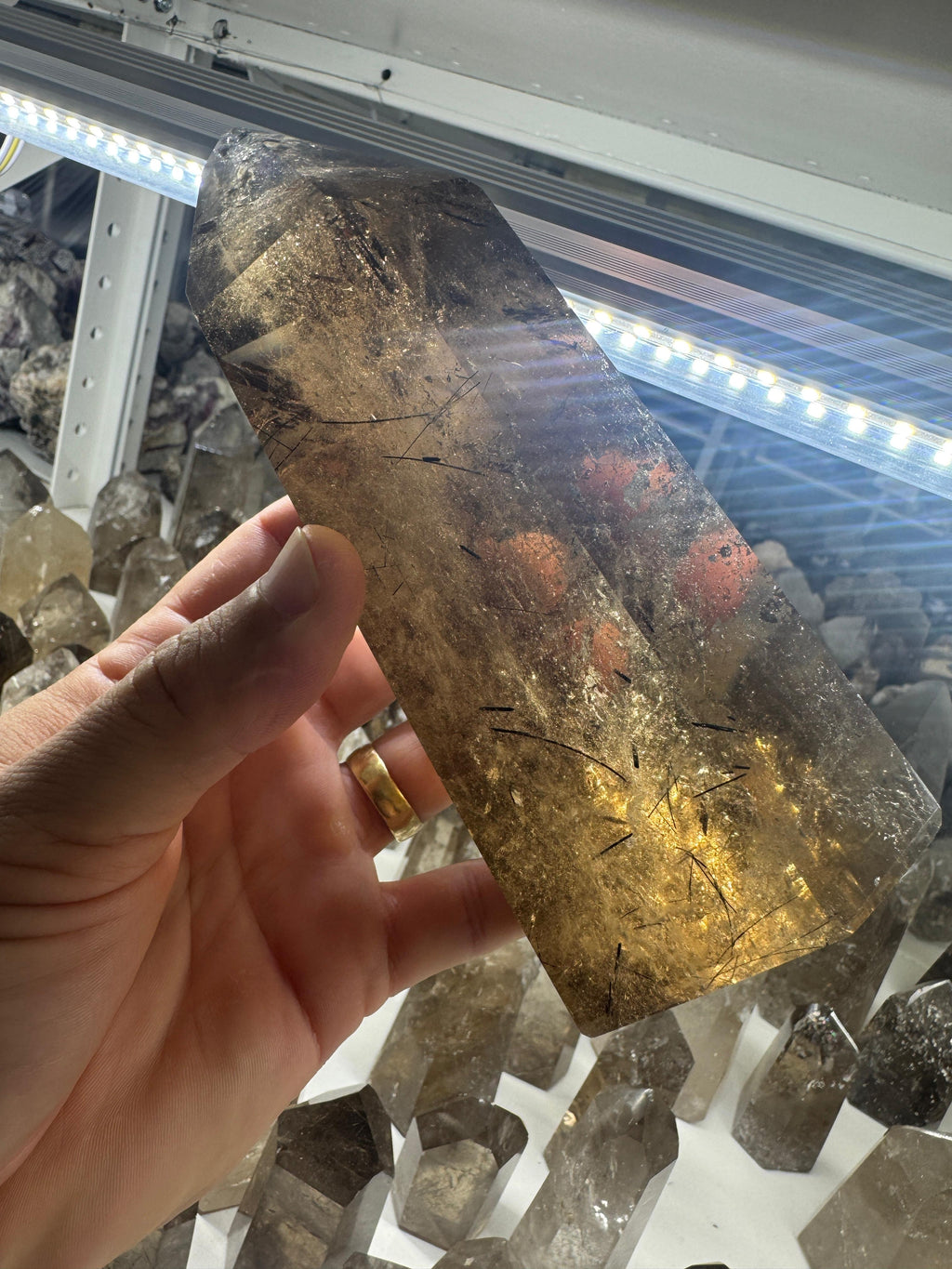 Smoky Quartz Tower with Rutile