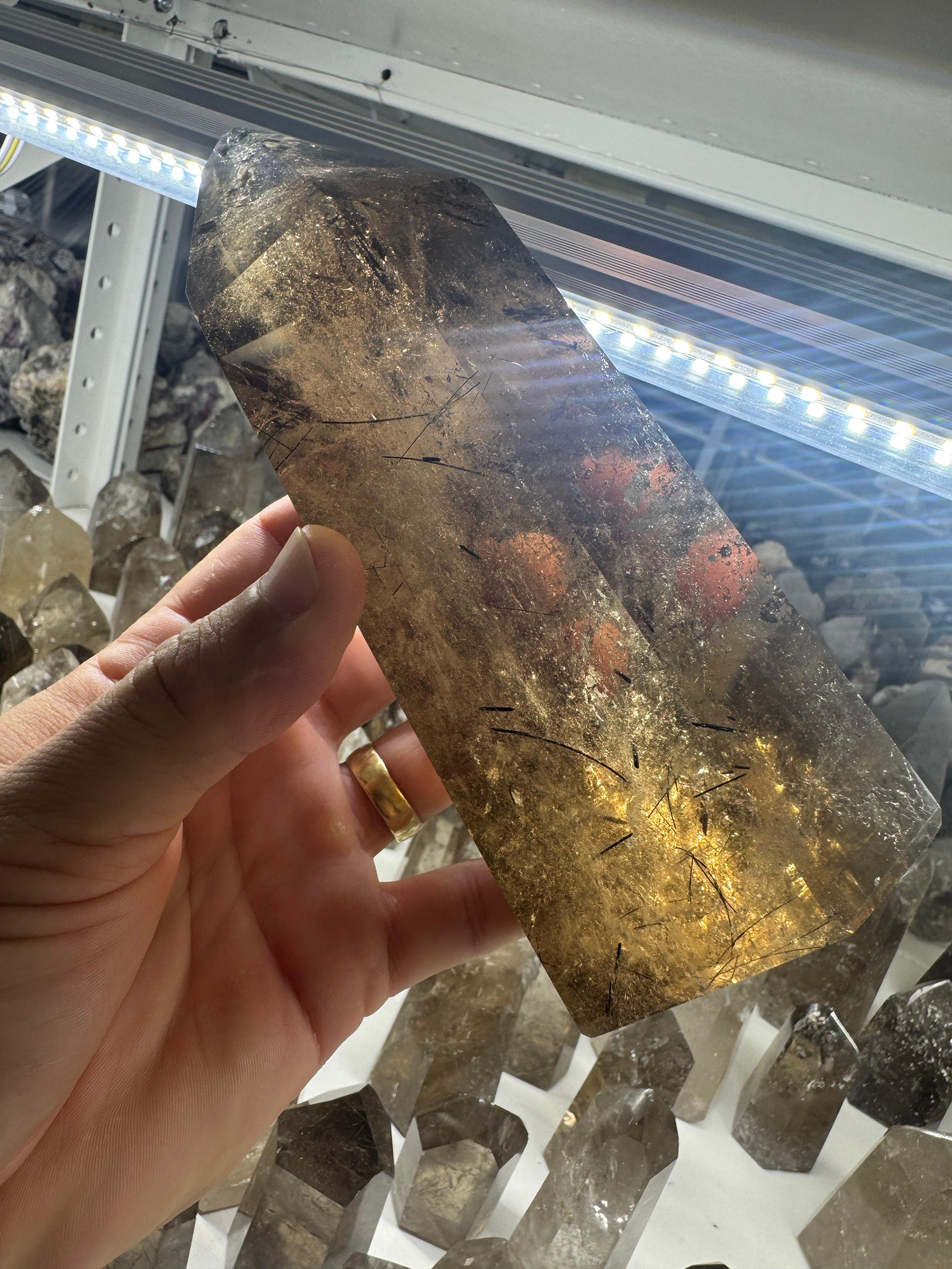Smoky Quartz Tower with Rutile