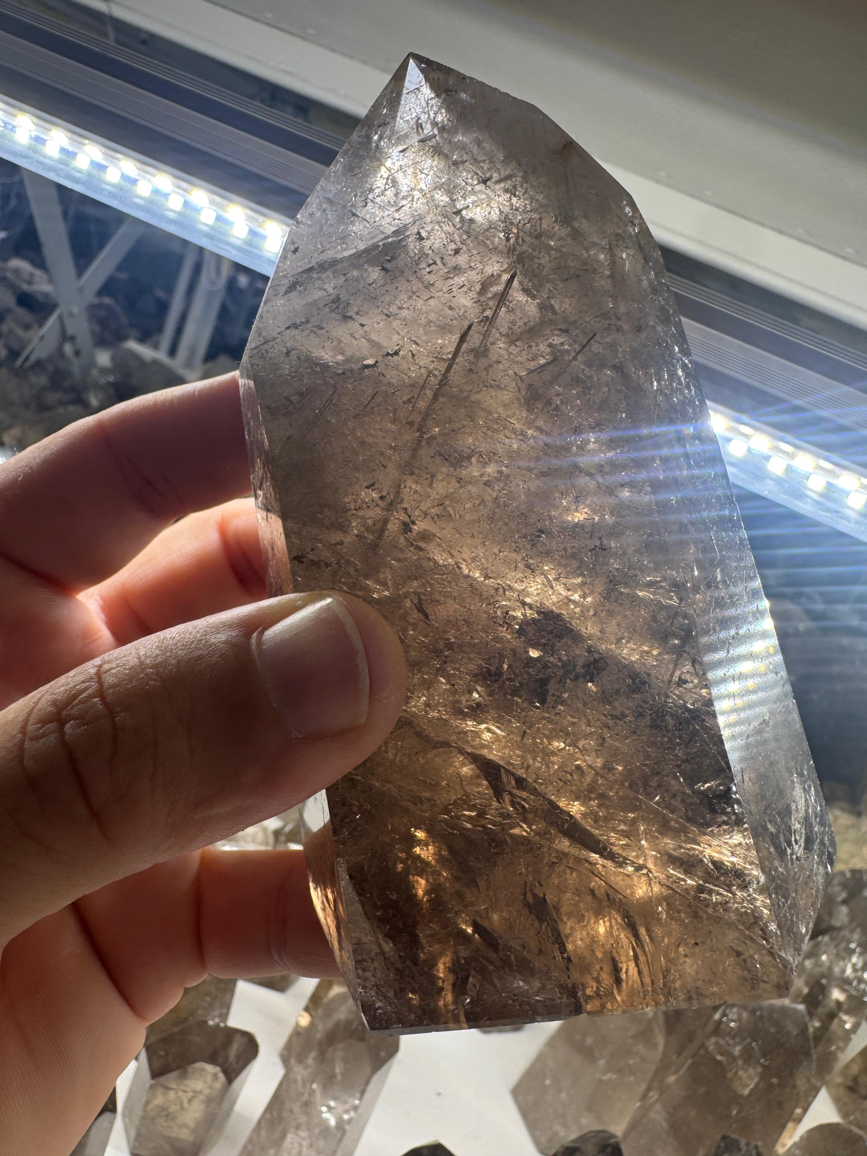 Smoky Quartz Tower with Rutile