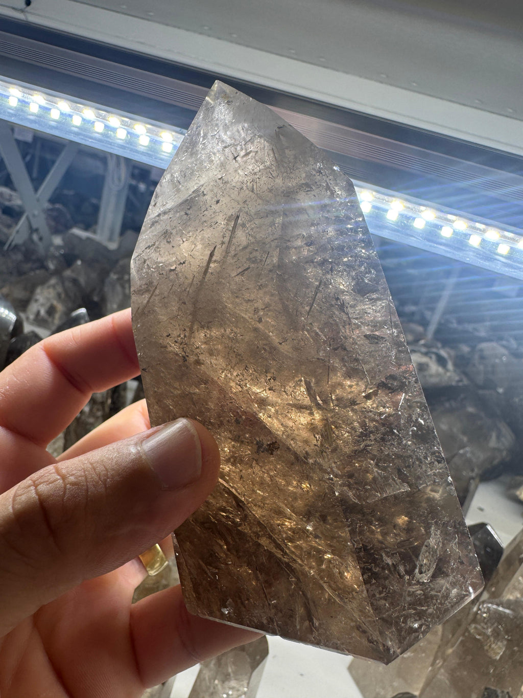 Smoky Quartz Tower with Rutile