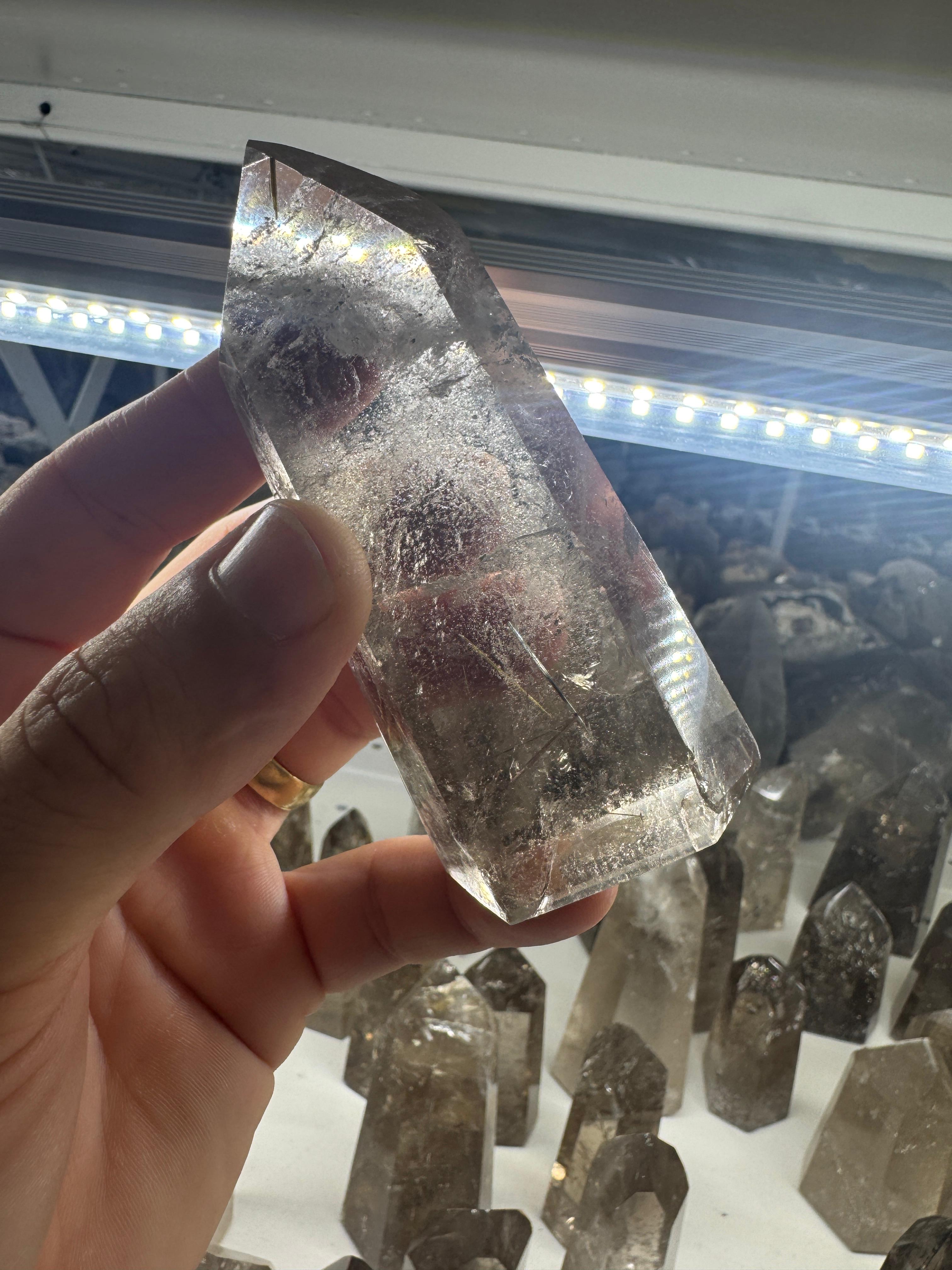 Smoky Quartz Tower with Rutile