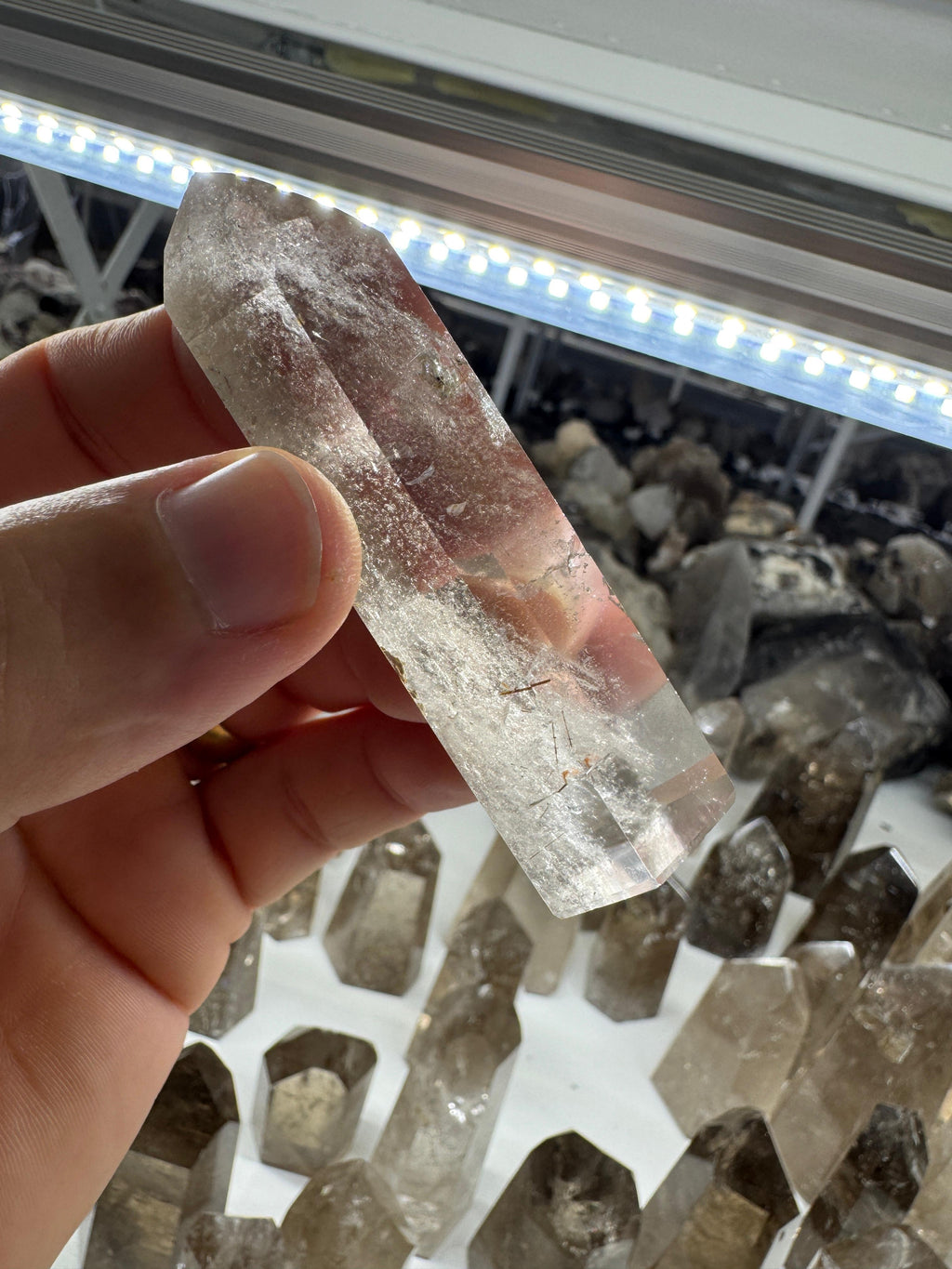 Smoky Quartz Tower with Rutile