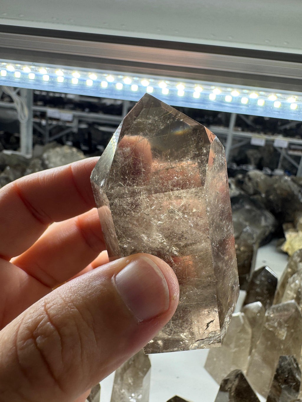 Smoky Quartz Tower with Rutile
