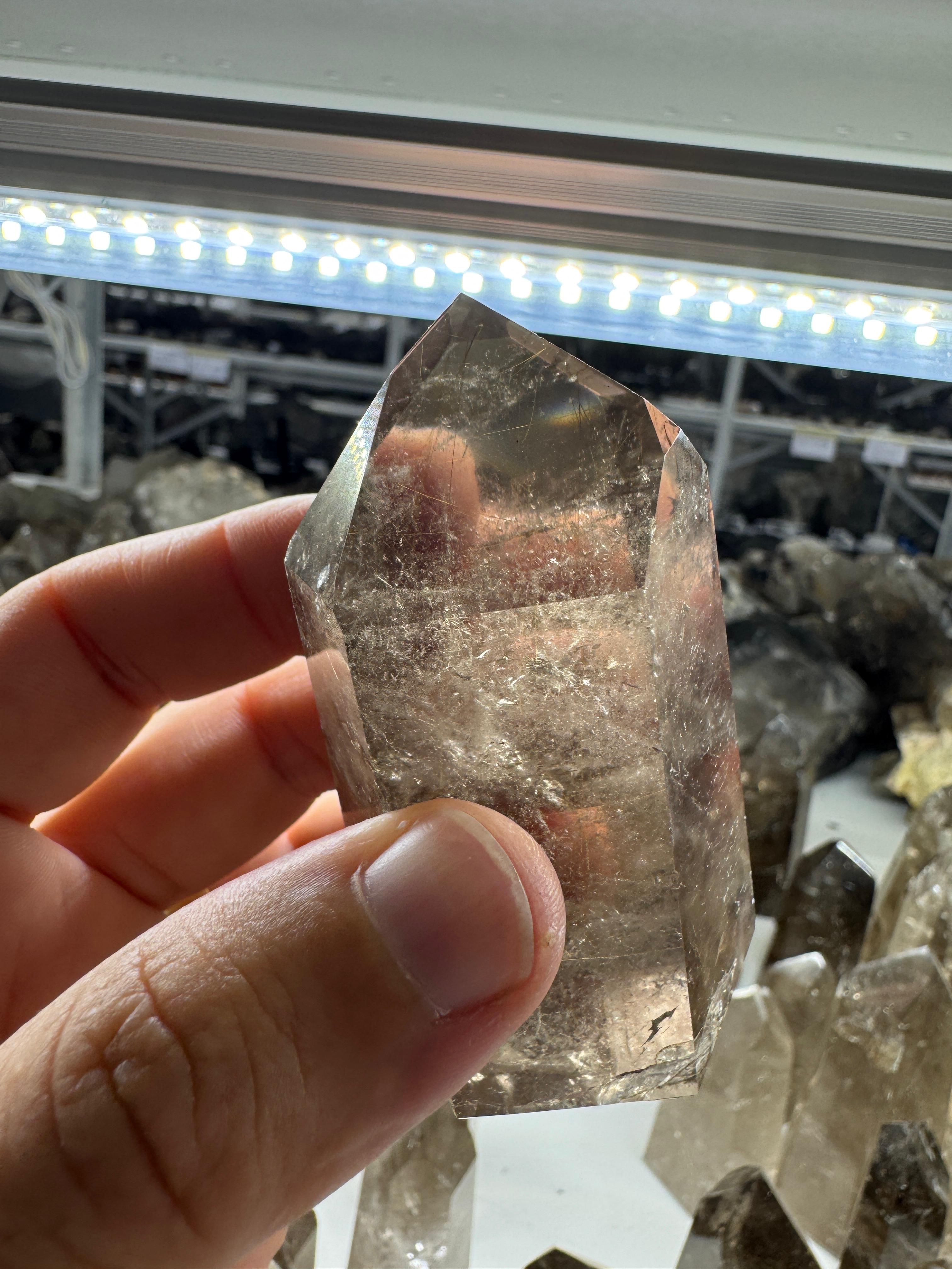 Smoky Quartz Tower with Rutile