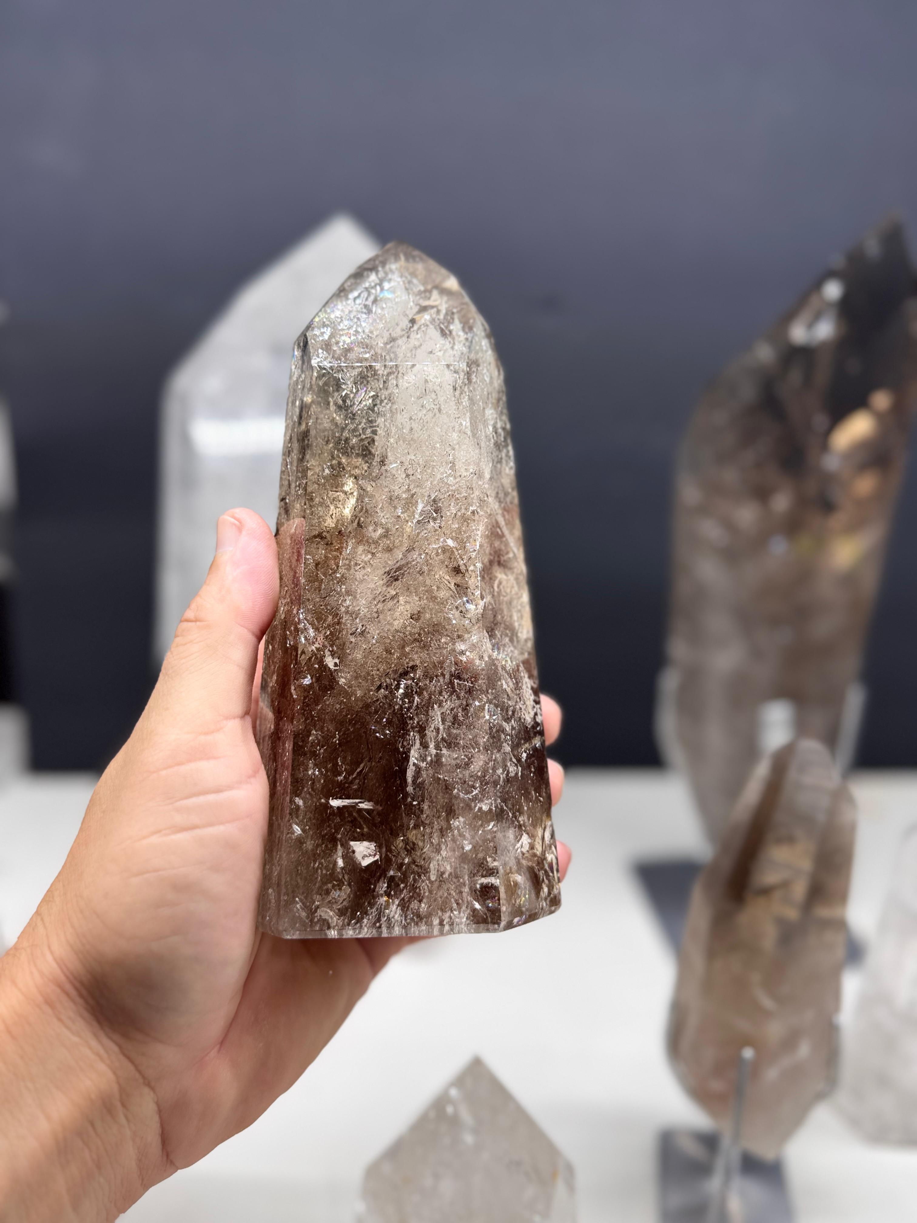 Lemurian towers and Polished Lemurian on Stand