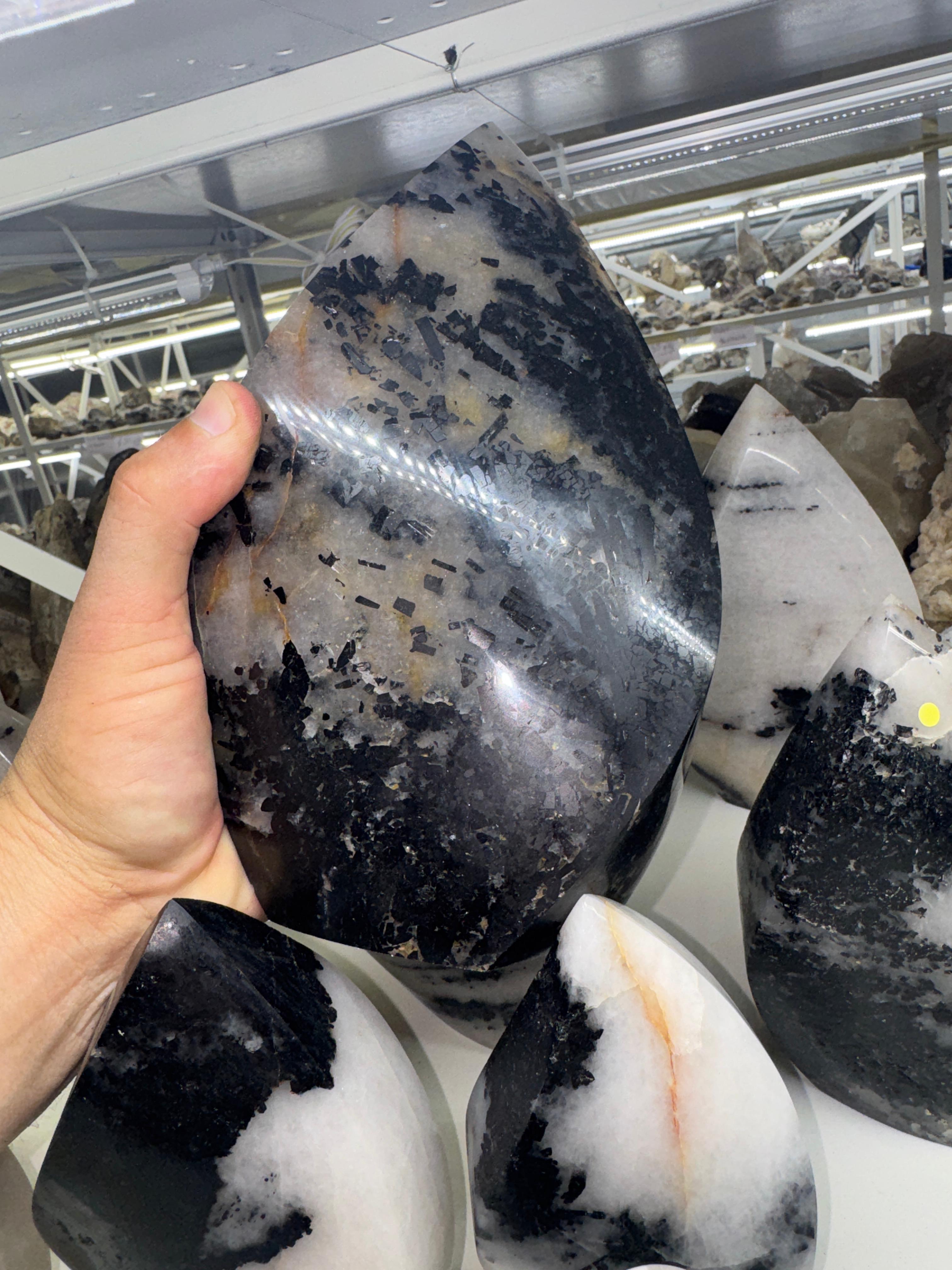 Black Tourmaline in Quartz Flame