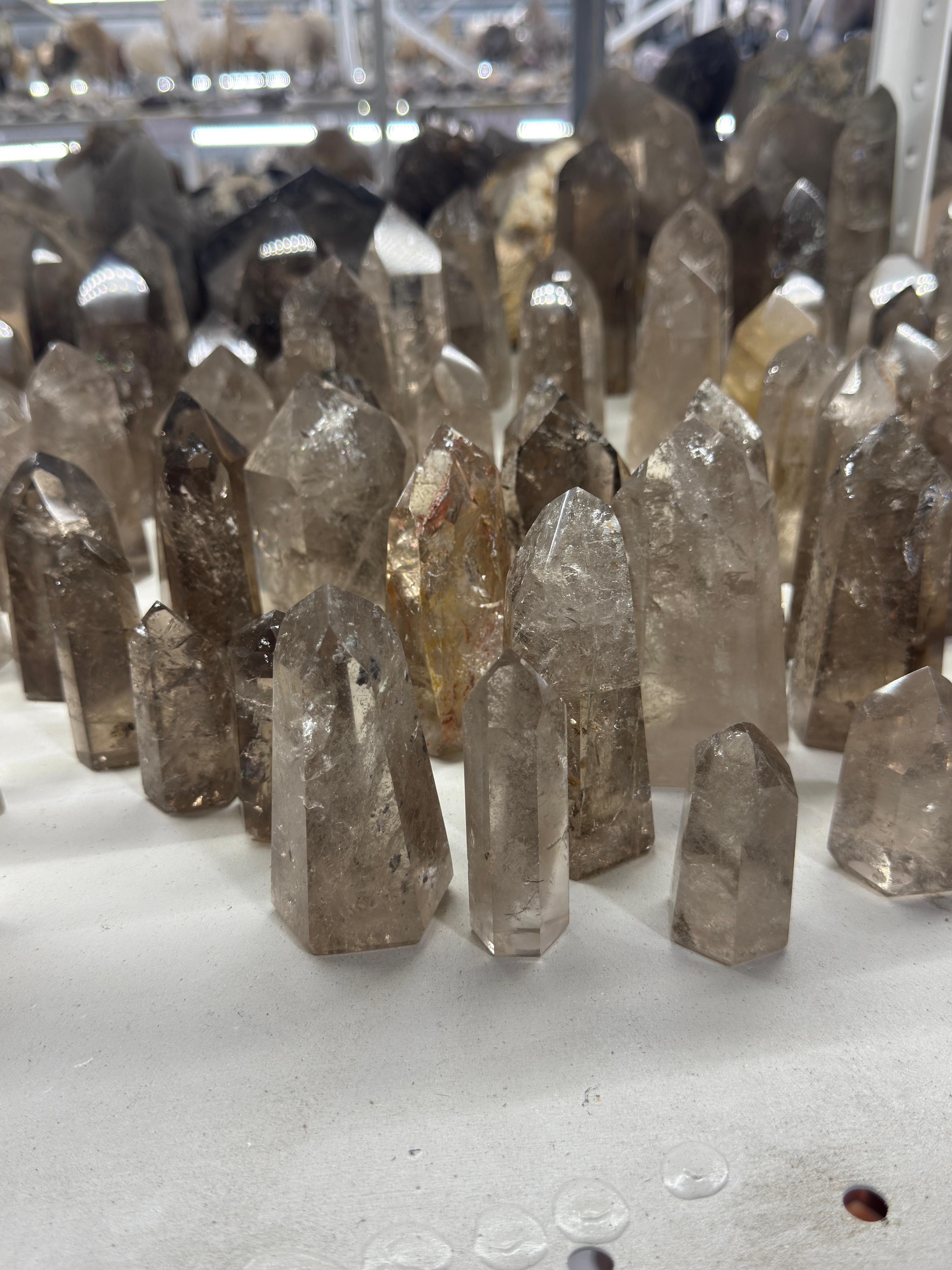 Smoky Quartz Tower with Rutile
