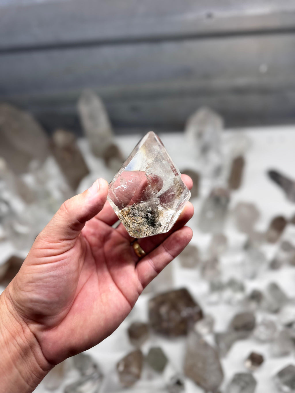 Chlorite and Lodolite Crystal Quartz Towers (Clear and Smoky)