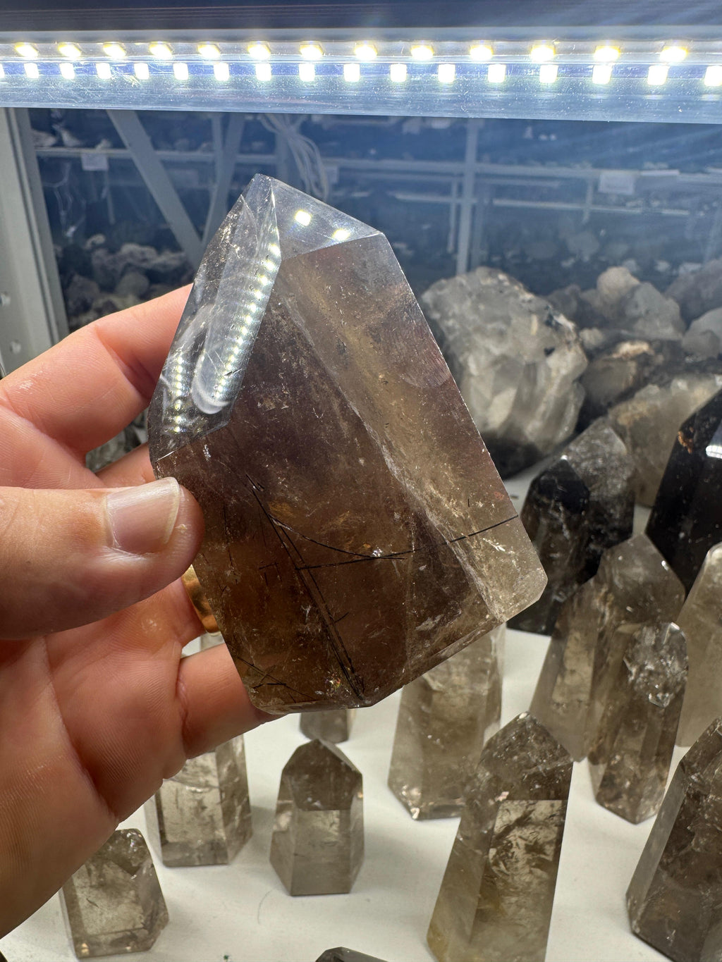 Smoky Quartz Tower with Rutile