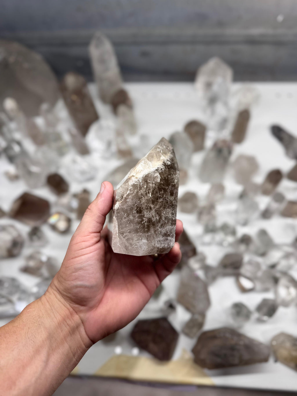 Chlorite and Lodolite Crystal Quartz Towers (Clear and Smoky)