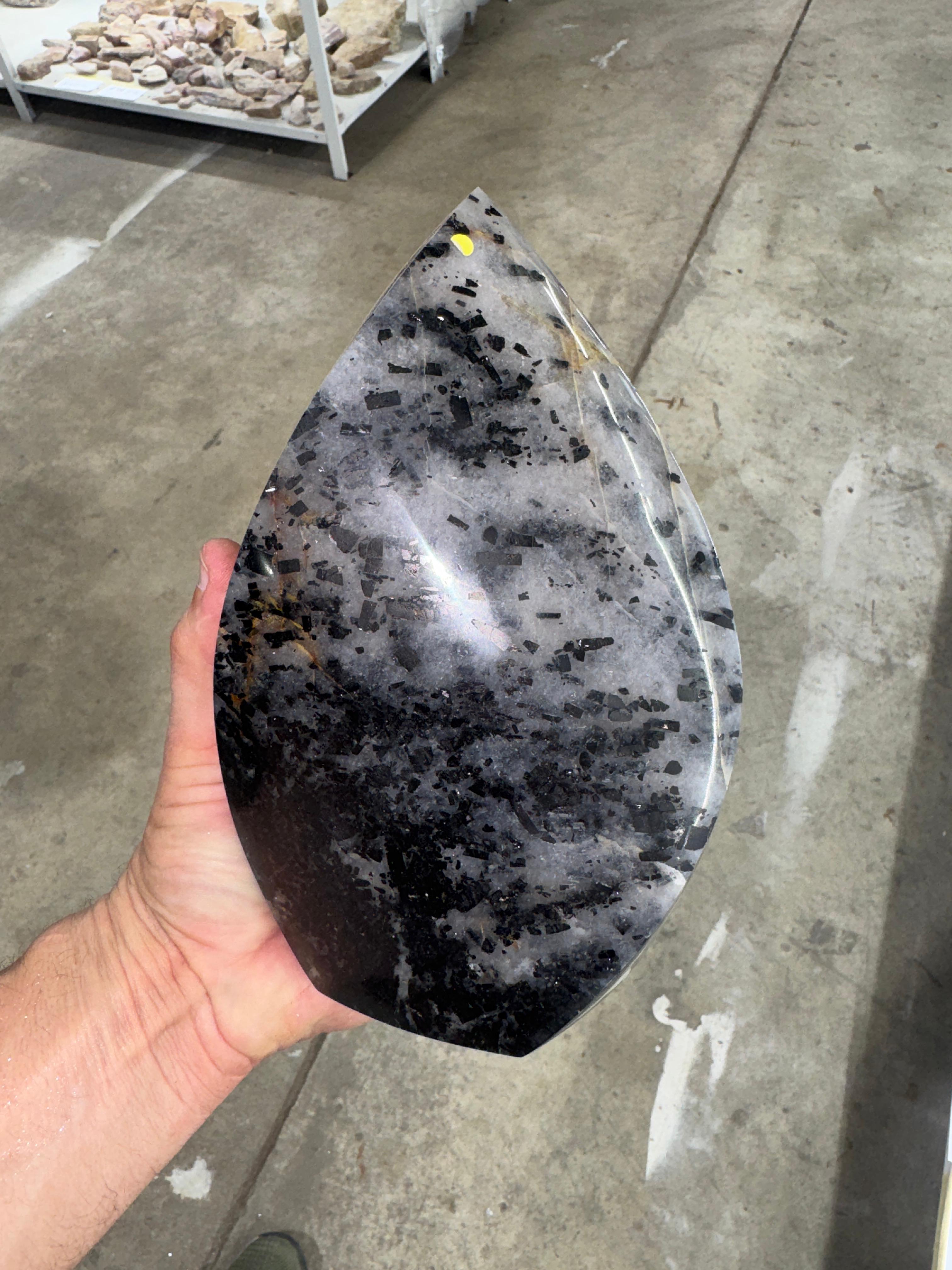 Black Tourmaline in Quartz Flame