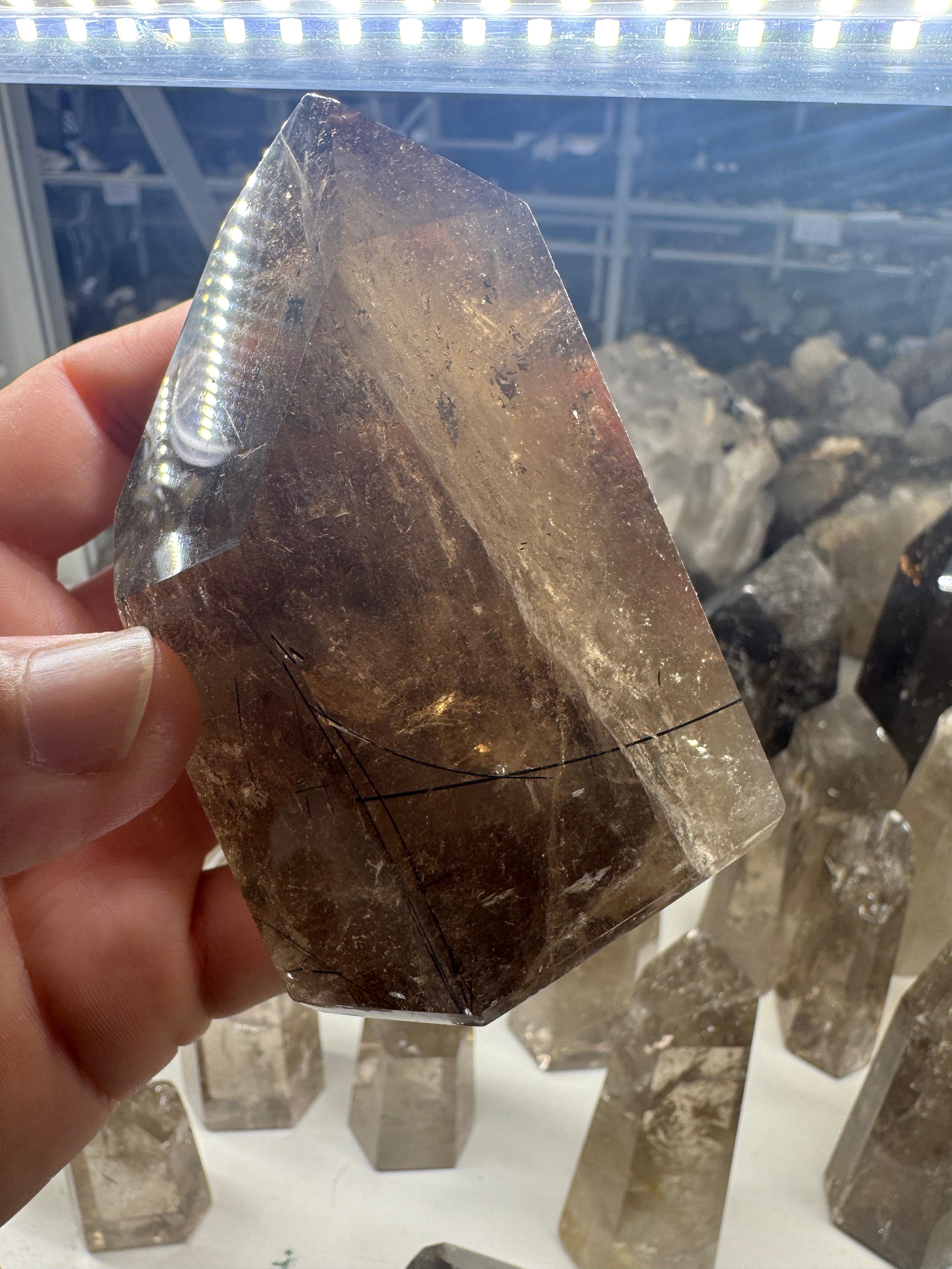 Smoky Quartz Tower with Rutile