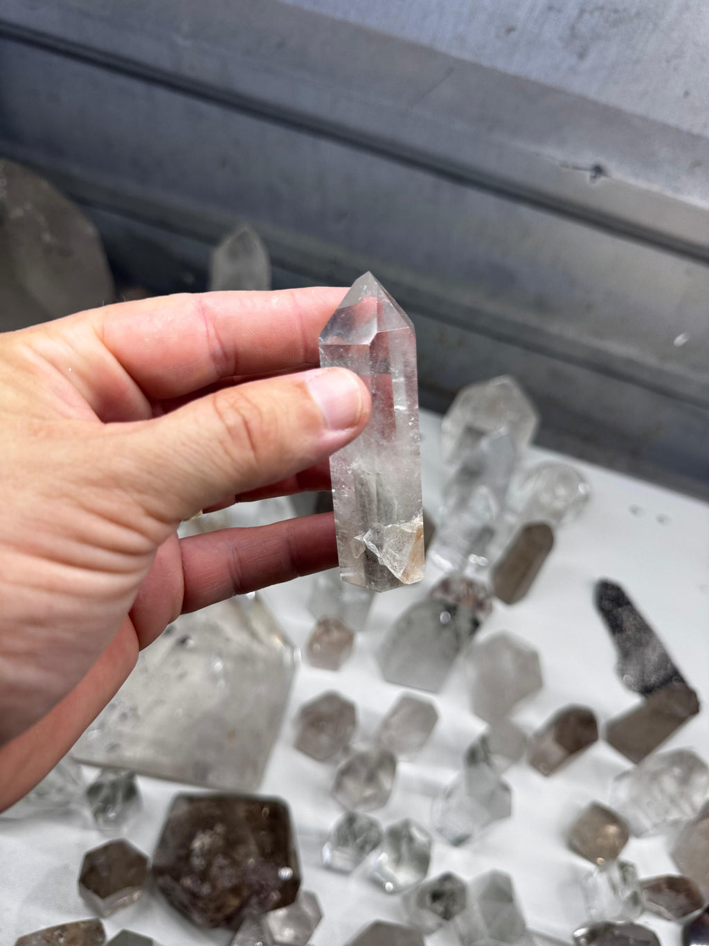 Chlorite and Lodolite Crystal Quartz Towers (Clear and Smoky)