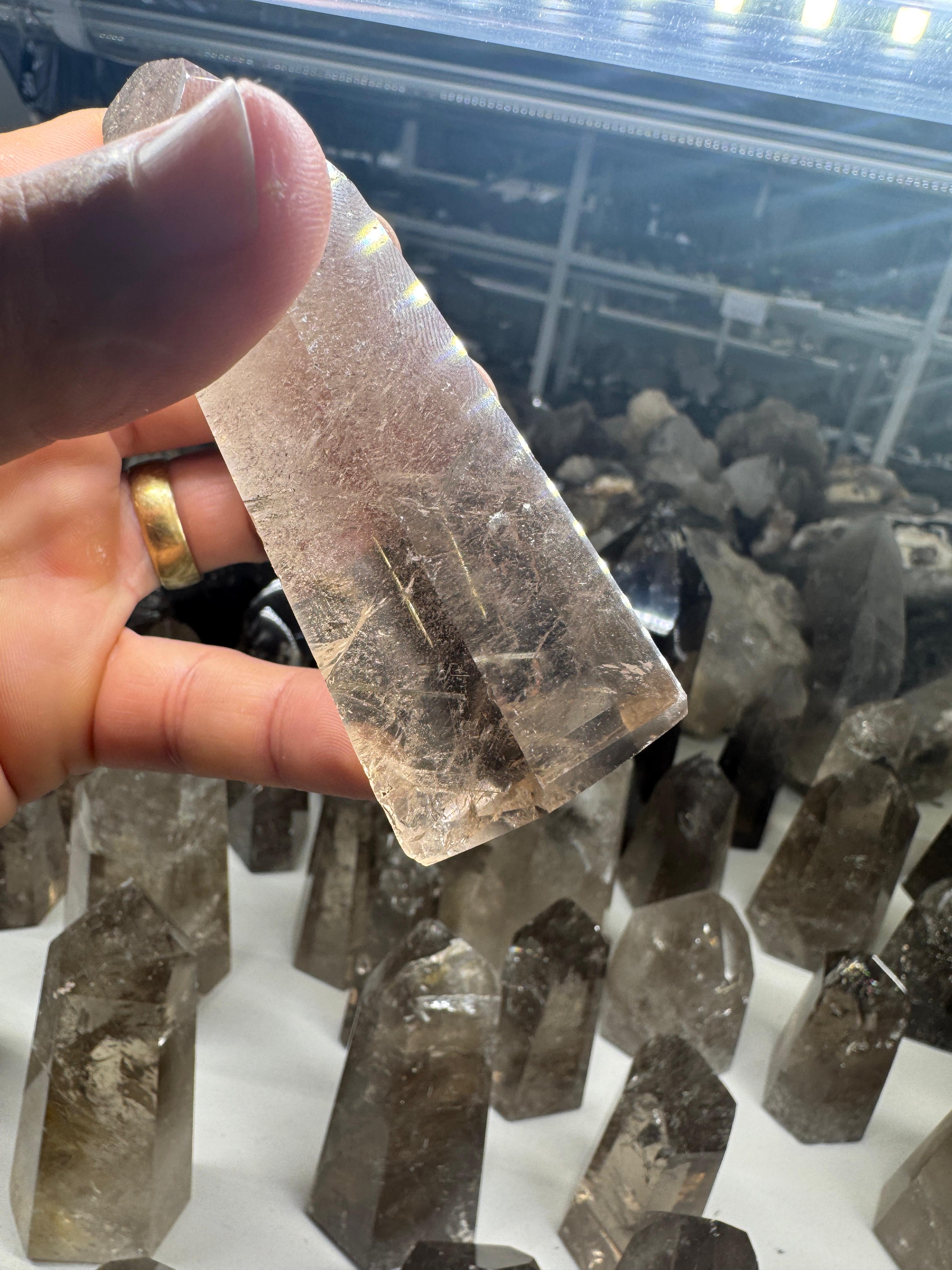 Smoky Quartz Tower with Rutile