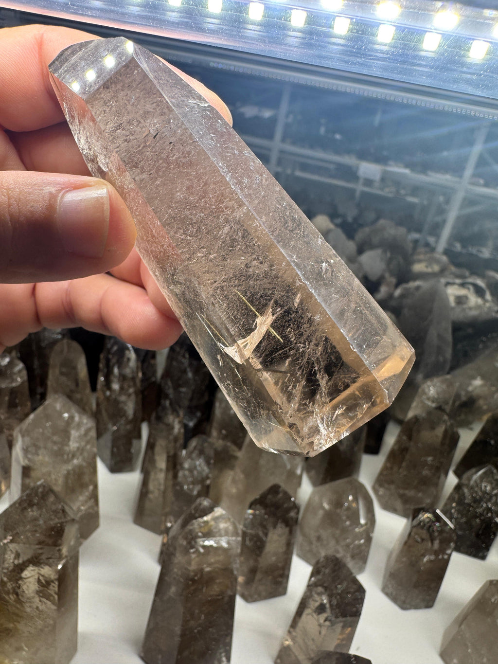 Smoky Quartz Tower with Rutile