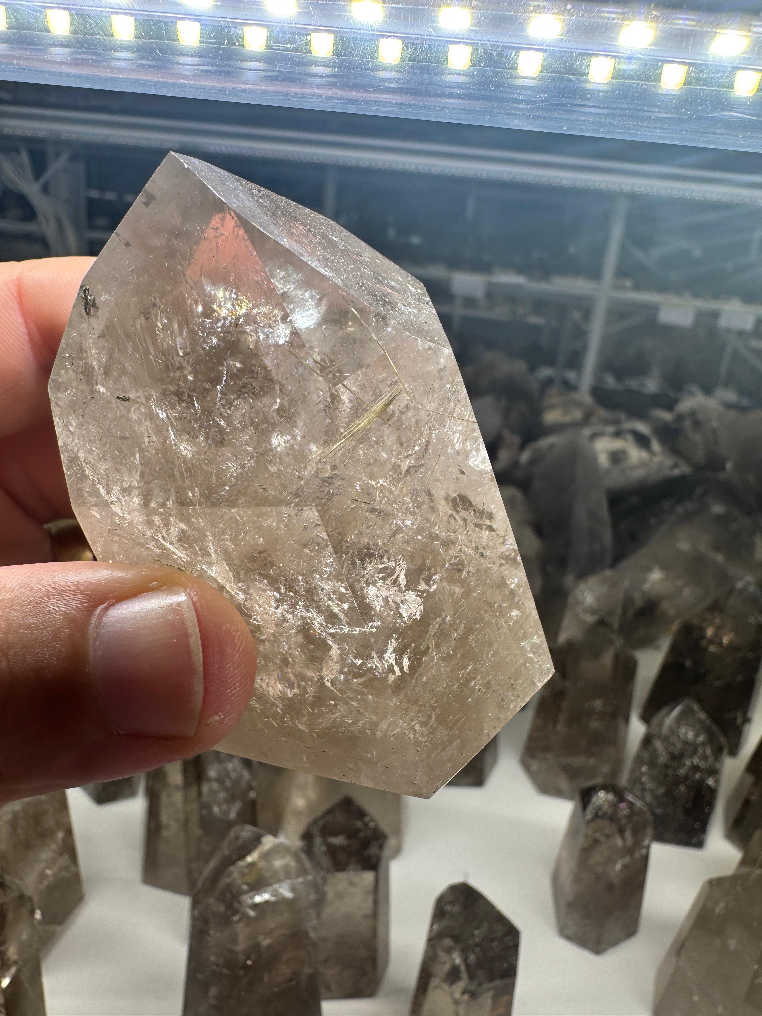 Smoky Quartz Tower with Rutile