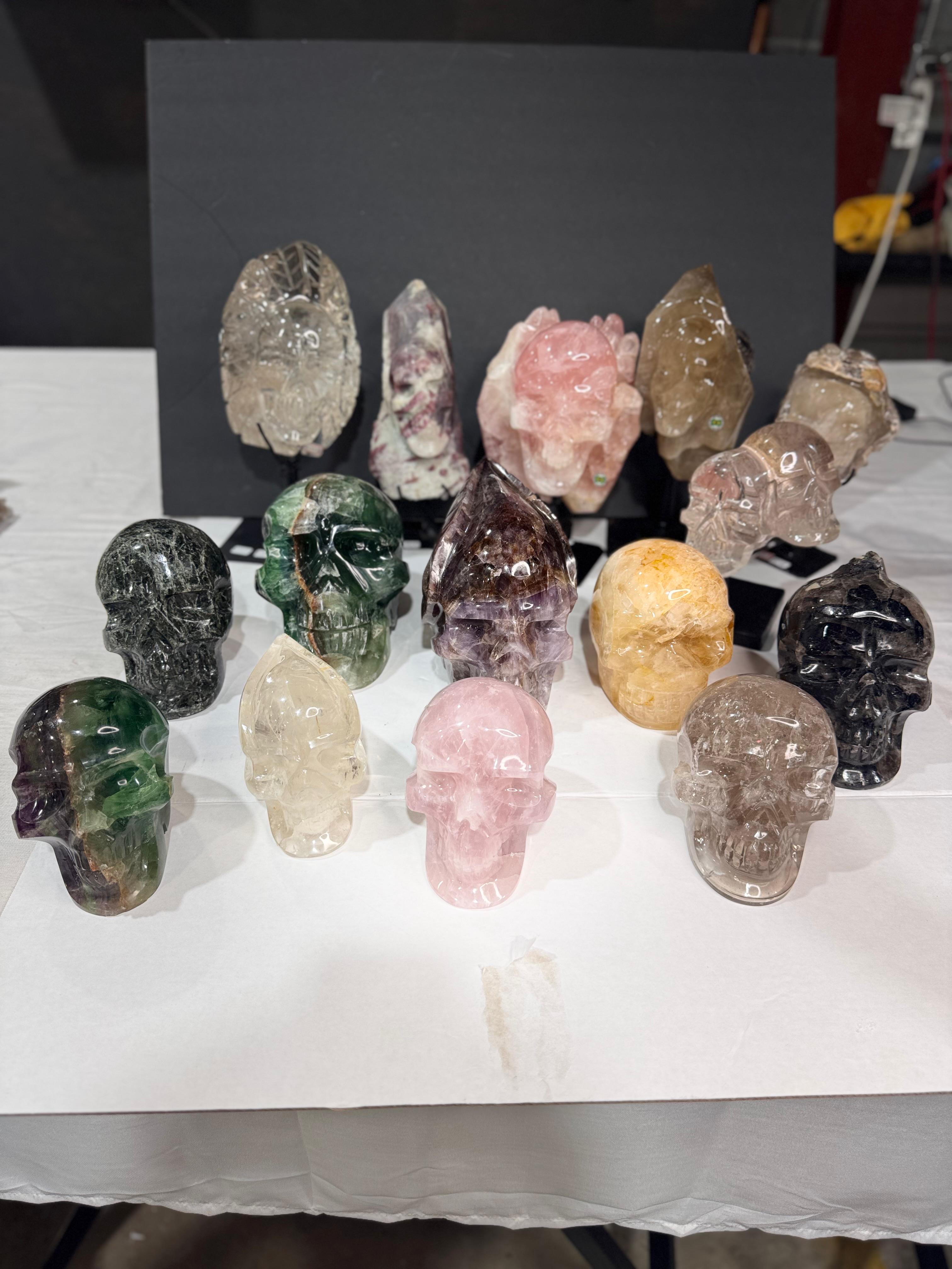 Median Mixed Crystal Skulls-Huge selection in Stock (Click here)