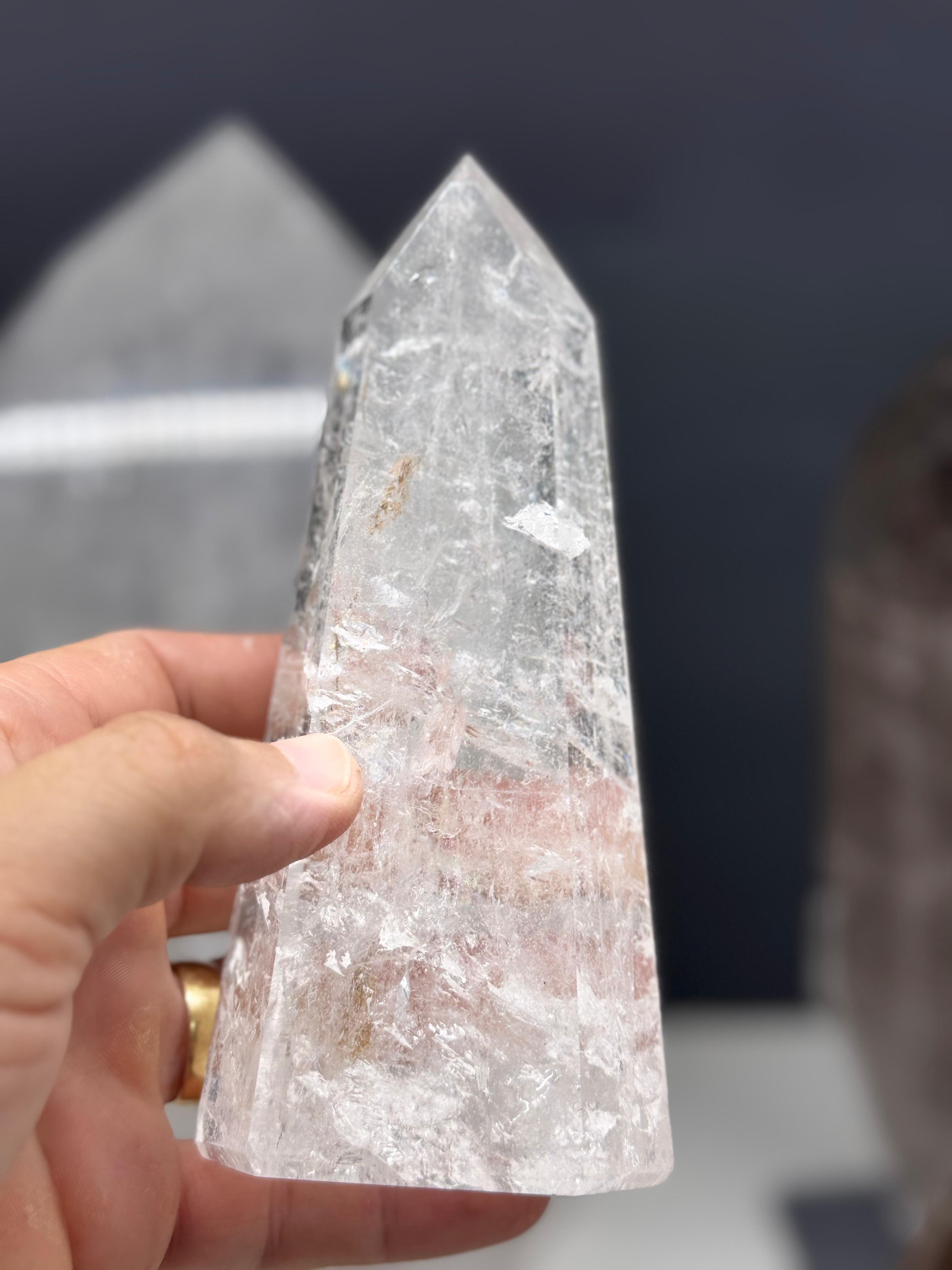Lemurian towers and Polished Lemurian on Stand